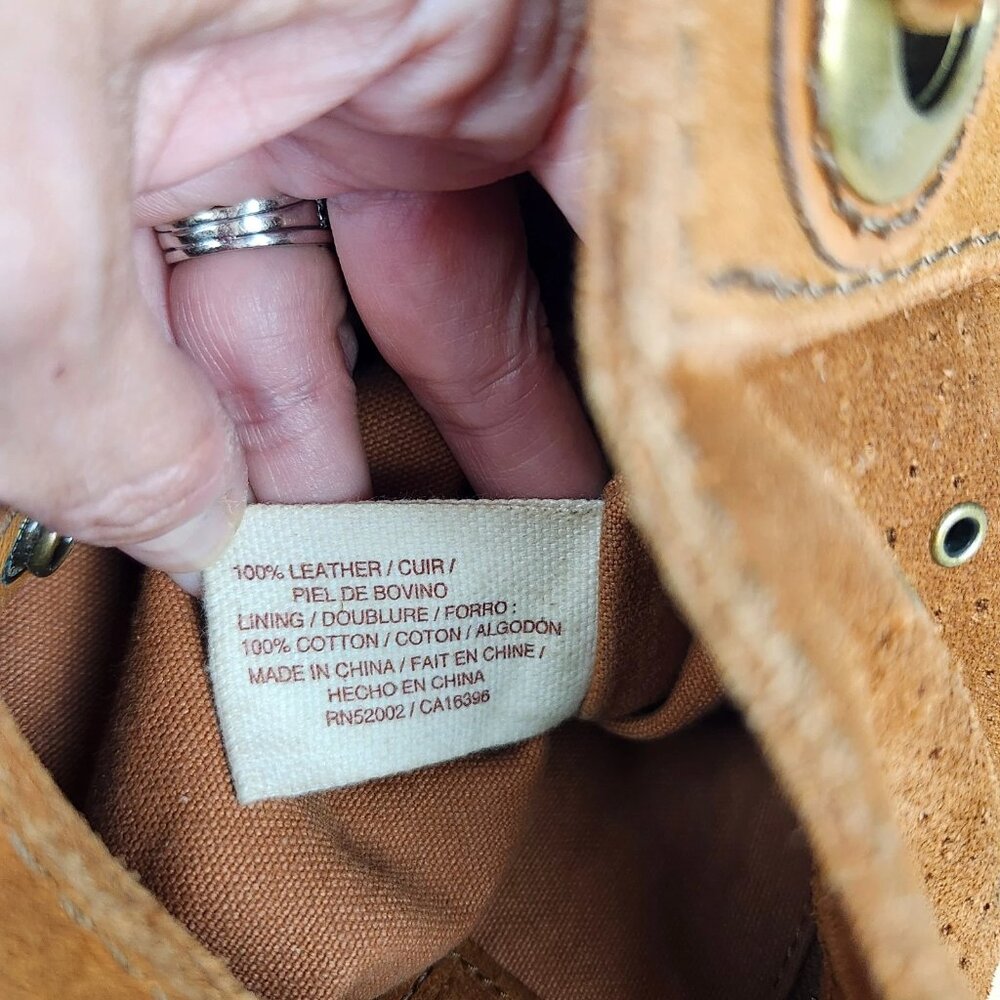Lucky Brand Suede Hobo w/Fringe Brass Hardware Boho 13x16 Large - Picture 13 of 16